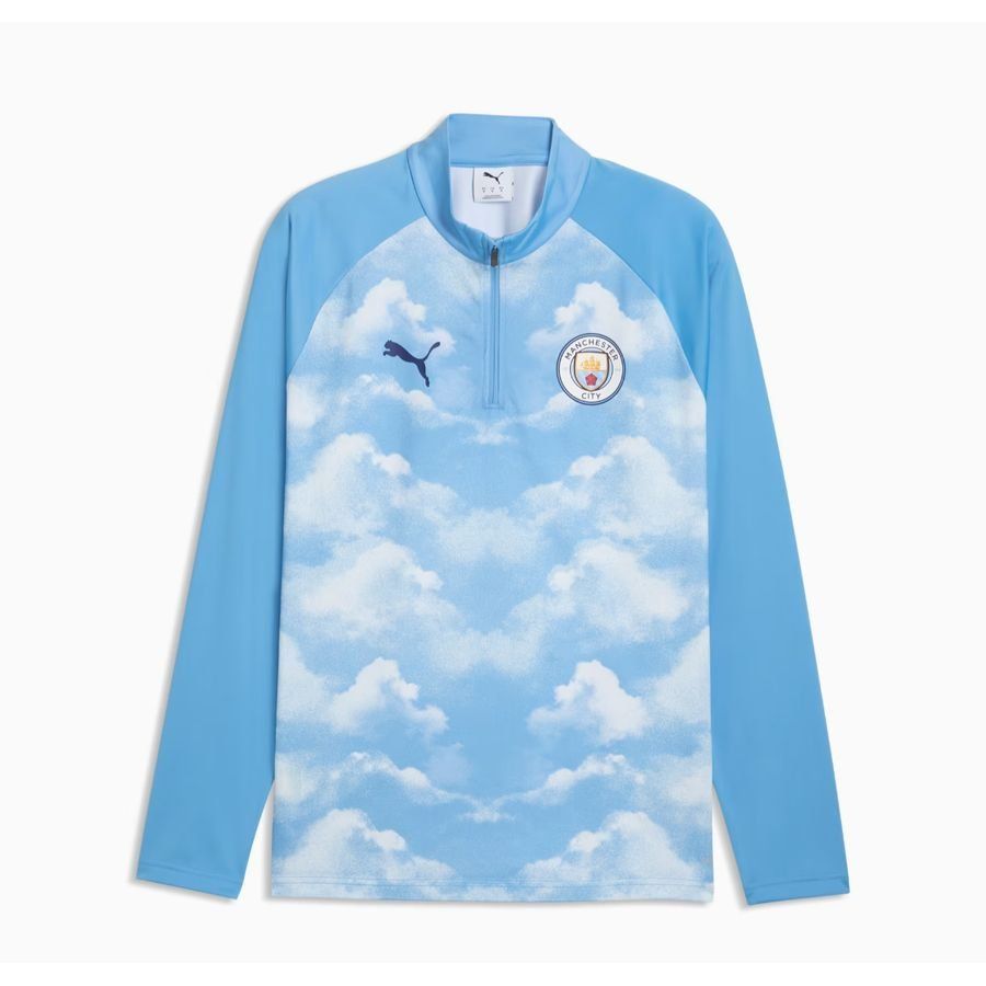 PUMA Manchester City Trainingsshirt Warm Up Kwartrits - Ijsblauw - Maat Small