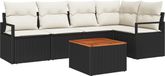 vidaXL Tuinbank Set 6-delig Zwart Poly Rattan