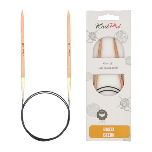 KnitPro Basix vaste rondbreinaalden, berk, 120 cm x 4,5 mm