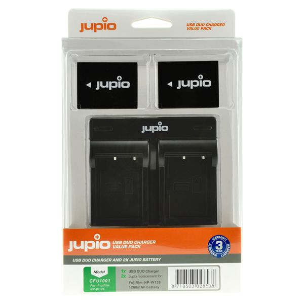 Jupio Kit: 2x NP-W126 Fujifilm Camera Battery + USB Dual Charger