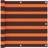 Merkloos Balkonscherm - 90x600 cm - Oxford Stof - Oranje & Bruin Gestreept - Wind- & Waterdicht - XXL Privacy Doek - Incl. 24m Touw - UV-bestendig