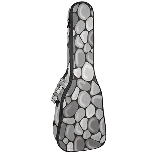 Mersov Panda Mersov Concert Ukelele Rugzak, Heavy Duty Ukulele Case Bag met Opslag, Sopraan Concert Tenor Ukelele 10MM Gewatteerde BagBlack SheepsStone Patroon Licht Grijs Donker