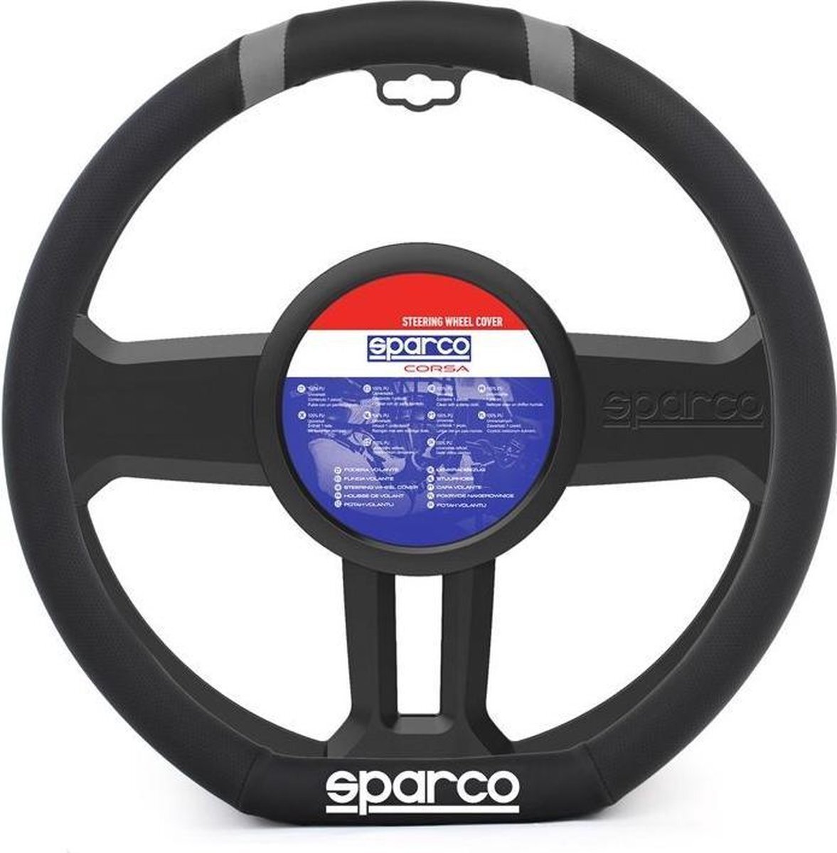 Sparco Stuurhoes Flat Bottom Uni Kunstleer Zwart/grijs 36 Cm