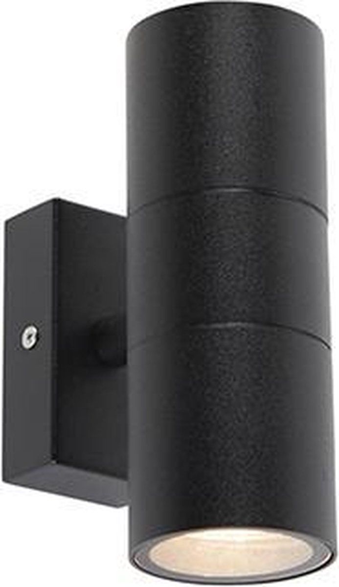 QAZQA Duo - Moderne Wandlamp Up Down voor buiten - 2 lichts - D 11 cm - Zwart - RVS