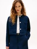 Tommy Hilfiger Tailored Collarless Boxy Short Utility Jacket Vrouwen Dark blue