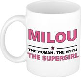 Bellatio Decorations naam cadeau mok - Milou - Woman Myth Supergirl - koffiemok - 300 ml - collega - moederdag
