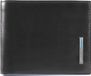 Piquadro Leren Portemonnee Blue Square Wallet with Coin Case Nero Zwart Blauw
