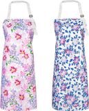 Goodivery Lot de 2 tabliers de cuisine pour femmes, tabliers à fleurs avec 2 poches, tablier de cuisine pour la cuisson, le jardinage, tablier de dame de qualité supérieure, cadeaux parfaits pour mère, épouse, petite amie, grand-mère, fleurs