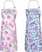Goodivery Lot de 2 tabliers de cuisine pour femmes, tabliers à fleurs avec 2 poches, tablier de cuisine pour la cuisson, le jardinage, tablier de dame de qualité supérieure, cadeaux parfaits pour mère, épouse, petite amie, grand-mère, fleurs