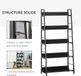 HOMCOM Étagère Bois 70x35x150cm Noir