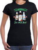 Bellatio Decorations fout kersttrui t-shirt dames - IJskoud bier - zwart - Christmas beer XXL