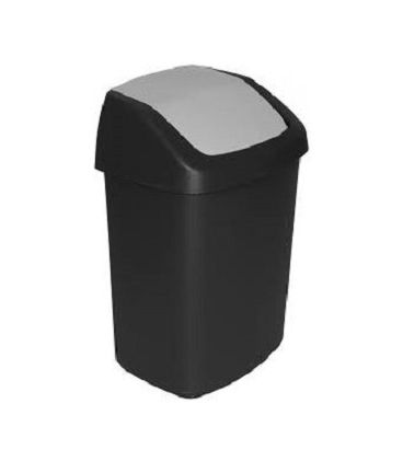Curver Swing-Top Afvalbak - 25L - Rechthoekig - Zwart/Grijs