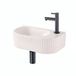 QeramiQ Fuente mitigeur de lavabo – demi-rond – 40x22x12 cm – trou de robinet à droite – robinet noir mat – nervuré