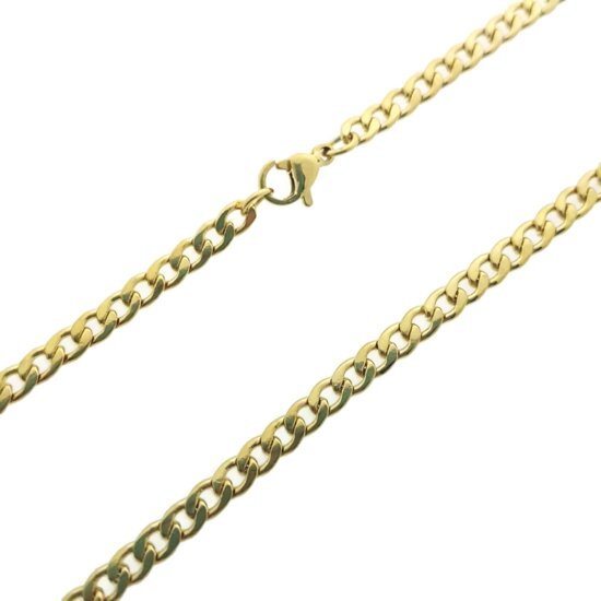 Aramat Jewels open gourmet ketting - 60 cm - 4 mm - staal - goud - heren - dames