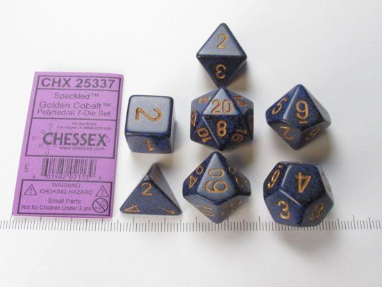 Chessex Speckled Golden Cobalt Dice Set - 7 Polyhedral Dice - Green