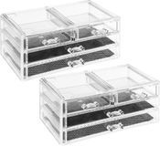 5five 2x Stuks sieraden/make-up organizer 4 lades 24 x 11 cm van kunststof - Transparant