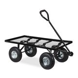 Relaxdays bolderkar tuin met luchtbanden tot 200 kg staal zwart 34,5 x 51 x 96 cm