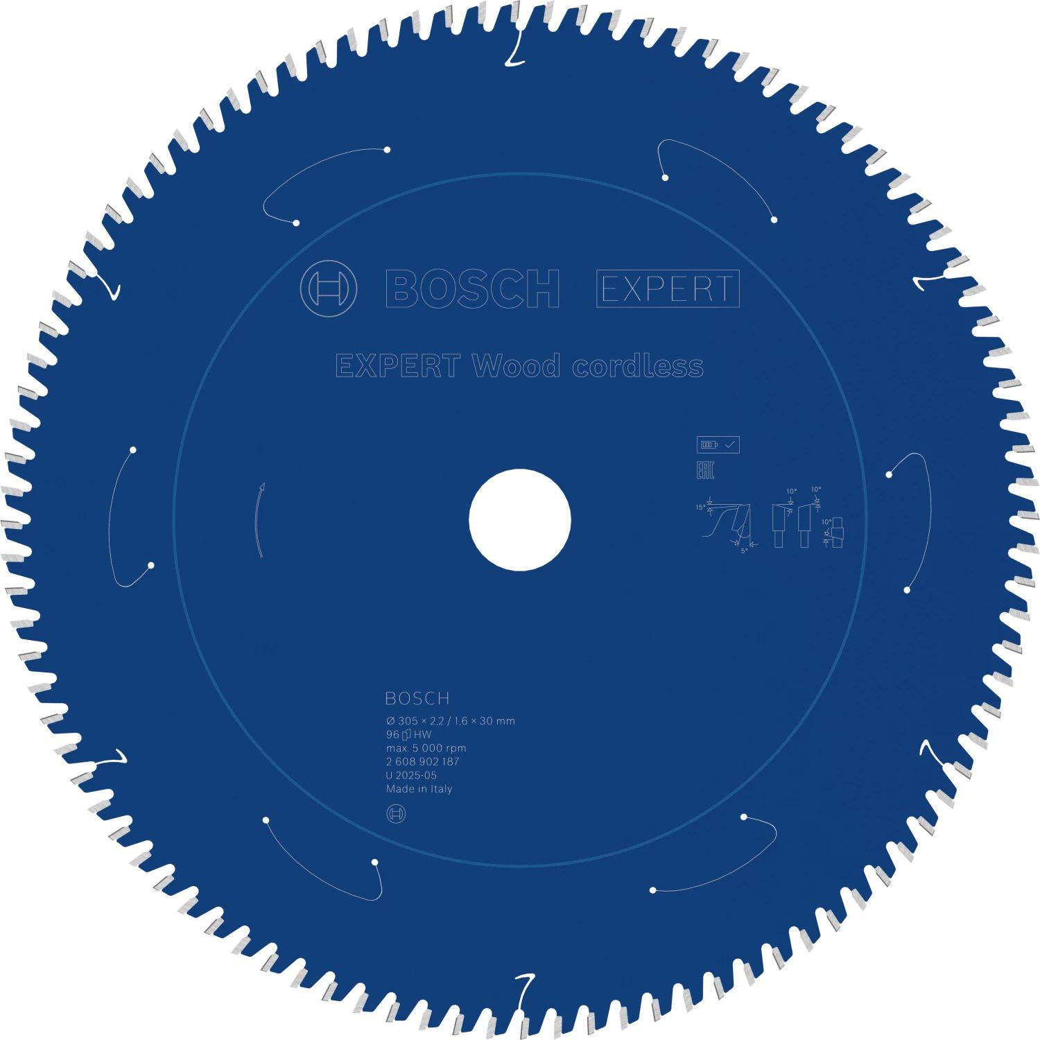 Bosch Accessoires EXPERT Wood cordless Cirkelzaagblad | 305 x 2,2/1,6 x 30 mm | T96 - 2608902187