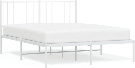 vidaXL Bedframe met Hoofdbord Metaal Wit 140x200 cm