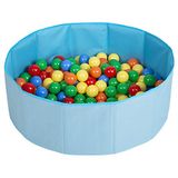 Selonis Opvouwbaar ballenbad voor kinderen met 300 plastic ballen ∅6cm - 80x23cm Ballenbad baby - Speelbad - Ballenbak kinderen rond - Kunststof ballen - Blauw: Geel Groen Blauw Rood Oranje