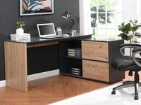 Vente-unique Hoekbureau COLIOBA Naturel en Zwart