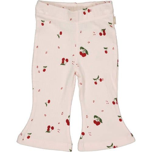 QPI Newborn regular waist flared broek lichtroze met textuur