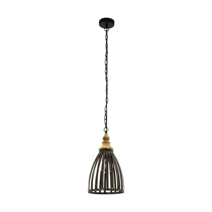 EGLO Oldcastle Hanglamp - 1 lichts - Ø23cm - E27 - Metaal/hout