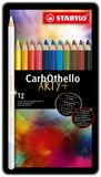 STABILO CarbOthello Kalkpastel Kleurpotloden - 12 Kleuren in Metalen Etui
