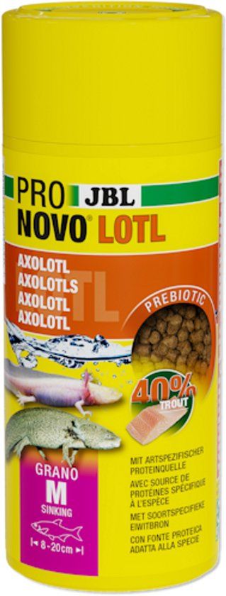 JBL PRONOVO LOTL GRANO, primair voer voor axolotls van 8-20 cm, visvoer-korrels, maat M, 250 ml