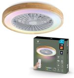 Varin® Slimme Plafondventilator met Verlichting, Ø 50 cm - Licht Hout | Plafondlamp met Ventilator voor Slaapkamer, Tuya WiFi, LED 30W RGBW, Ventilator Stil, Afstandsbediening, 3000K tot 6000K