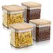 Arendo Pots de conservation, Set de 4, 0,8L, Verre borosilicaté, Couvercle en bambou