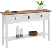 IDIMEX Bijzettafel CAMPO met 3 lades - Wit/bruin