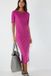 No Matter What Mega Merchant GMBH Basic jurk met split, ronde hals, korte mouw, kuithoogte, effen, viscose, polyester, elastaan, fuchsia, XL