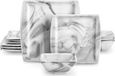 Malacasa - Service de 24 pièces - Aspect marbre - Porcelaine - Pour 8 personnes - Inclus couverts et accessoires de service