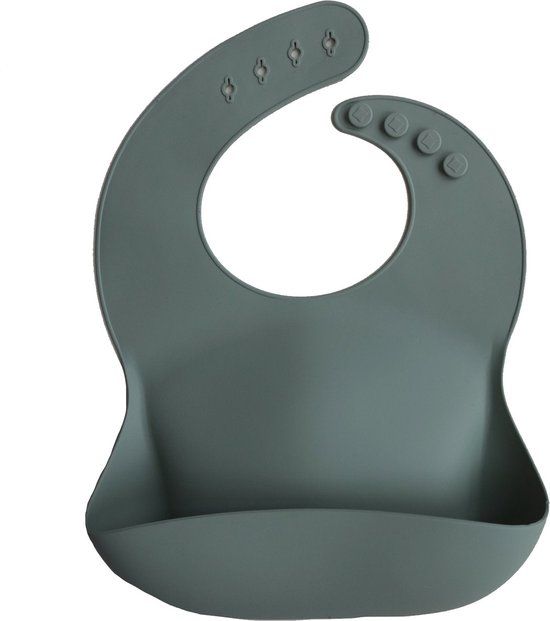 Mushie Siliconen Baby Slabbetje met Opvangbakje - Cambridge Blue