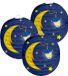 Folat Lanterne lune - 3x - 22 cm - bleu foncé - papier