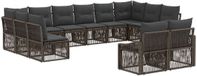 vidaXL Banc de jardin - Ensemble - 12 places assises - Gris - Polyrattan