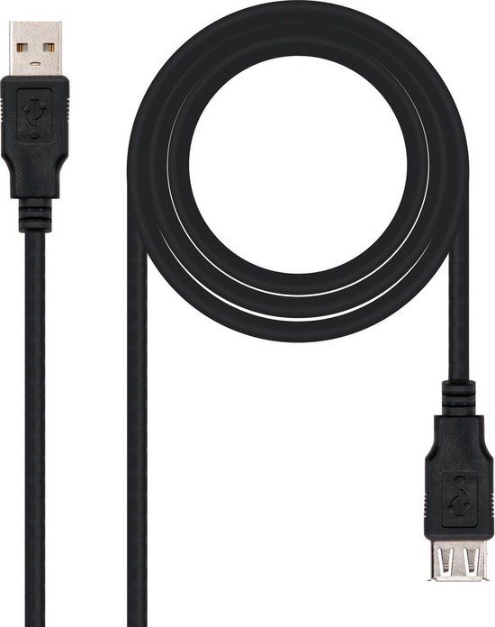 NANOCABLE Extension Lead 10.01.0203-BK 1.8 m USB female plug Male Plug Black