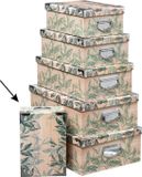 5five Opbergdoos/box - Green leafs print op hout - L28 x B19.5 x H11 cm - Stevig karton - Leafsbox
