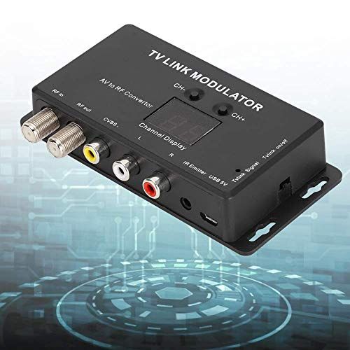 Ccylez AV naar RF Converter, Mini TV LINK Modulator IR Extender, UHF Modulator met instelbaar audio / video-uitgangsniveau, compatibel met set-top box, A / V-bronnen