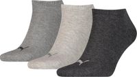 Puma Unisex Sneakersokken - 3 Pack - Maat 35-38 - Grijs