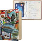 kwmobile Paspoorthouder - Hoesje voor paspoort en reisdocumenten - Flip cover - Met elastische band - Reisbestemmingen design
