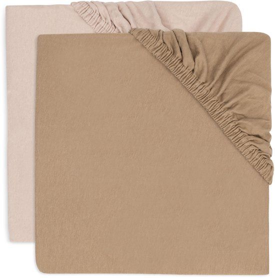 Jollein Baby - Hoeslaken Jersey 70/75x140/150cm - Ledikant Babybed - Zacht Katoen - 2 Stuks - Wild Rose/Biscuit