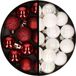 Merkloos / Sans marque Kerstballen 34x st - 3 cm - donkerrood en parelmoer wit - kunststof