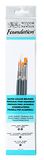 Winsor & Newton Foundation Aquarelkwast, synthetisch, goudkleurig, X4, 3/5/2/4