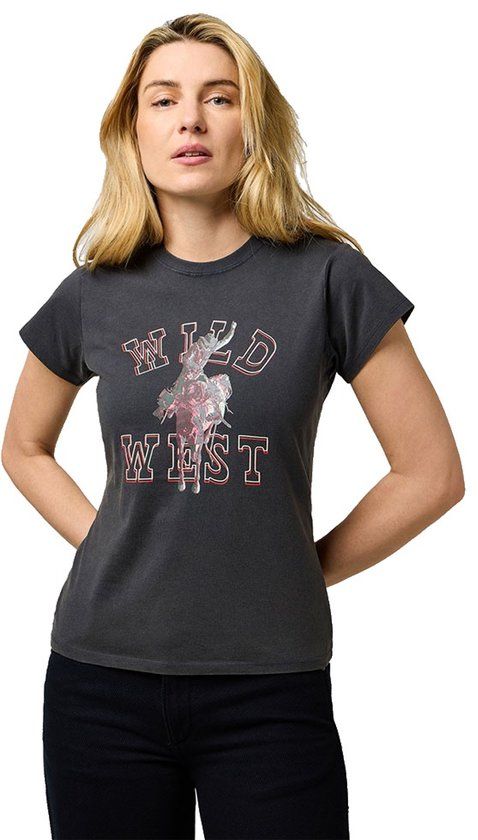 Wrangler Shrunken Band T-shirt Met Korte Mouwen Grijs S Vrouw