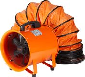 VEVOR Bouwventilator 900 W AC-motor Bouwventilator 2850 rpm Bouwventilator Blower 5175 CFM (8792 m³/h) Axiaalventilator 5 m Slang Axiaalventilator 79 dB Geluidsniveau Industriële Ventilator IP44