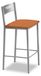 Tabouret de bar avec dossier, cuir artificiel, aluminium, orange, 90 cm