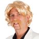 Boland 86336 Pruik voor volwassenen Chuck met snor, blond, one size