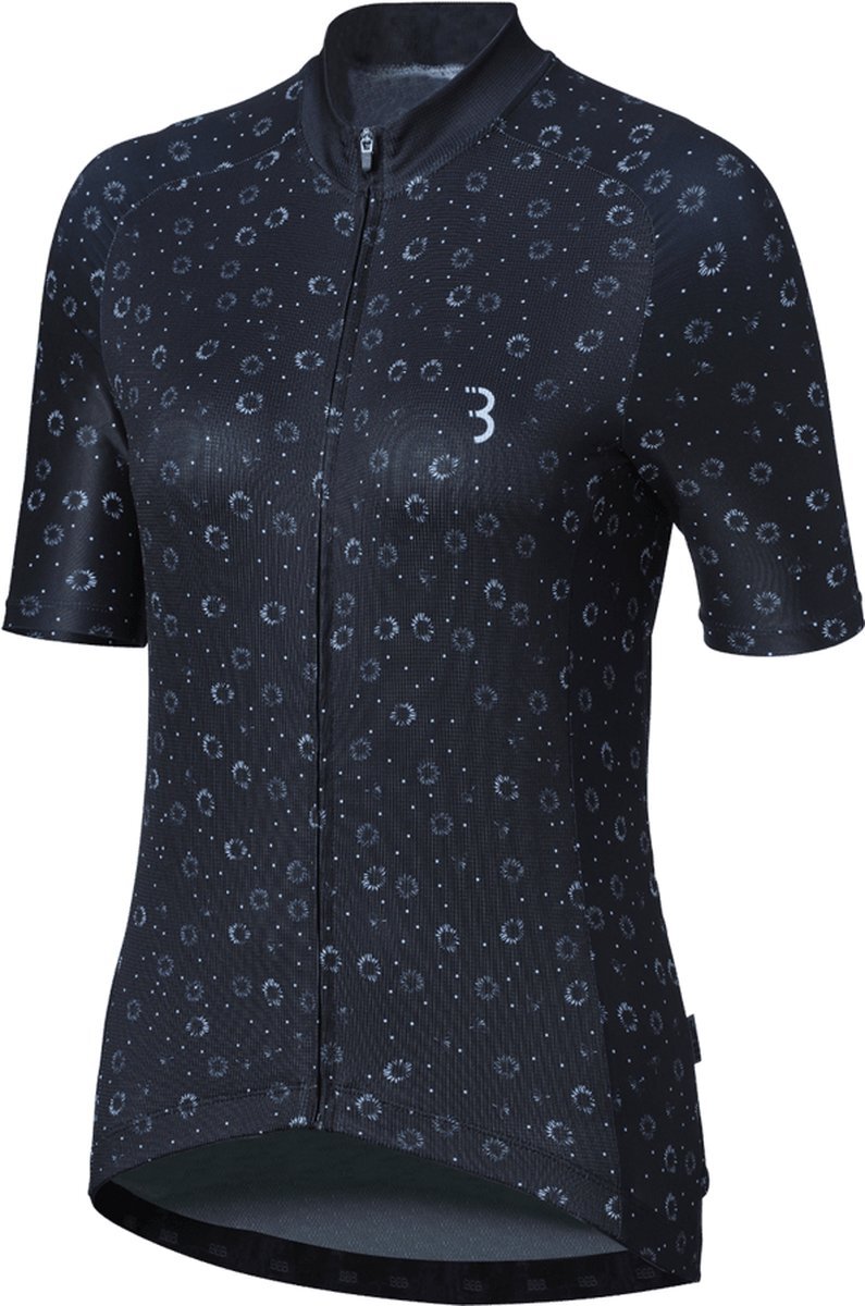 BBB Cycling DonnaFit Fietsshirt Dames - Korte Mouwen - Comfortabel Wielrenshirt - Zwart Bloemen - Maat XL